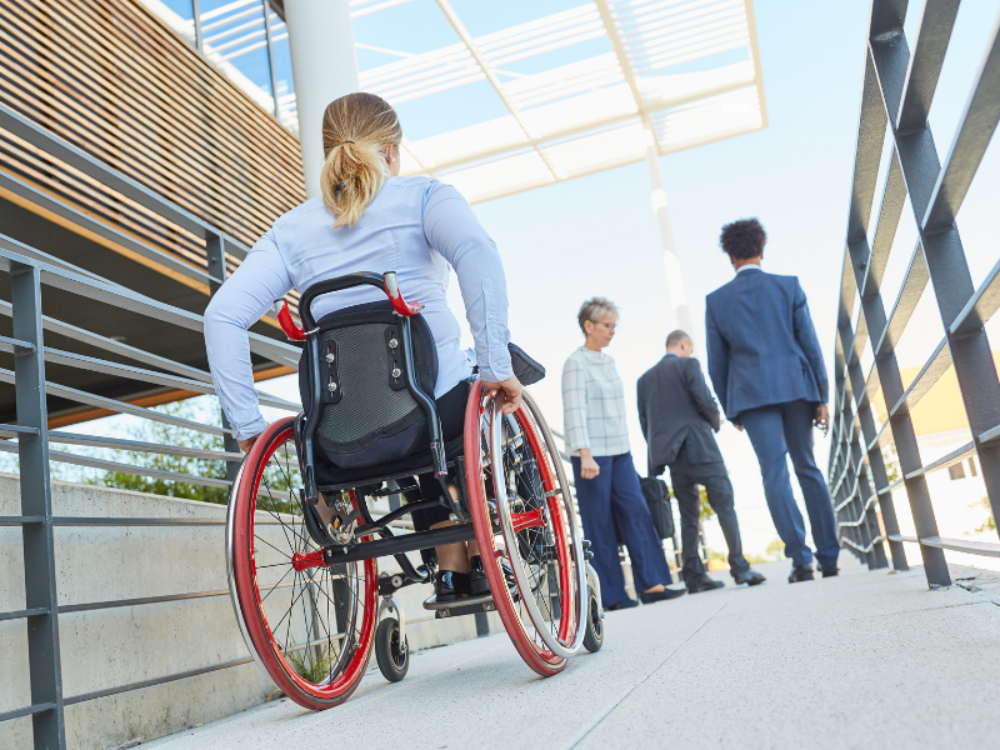 Group of workers going for a walk or wheel