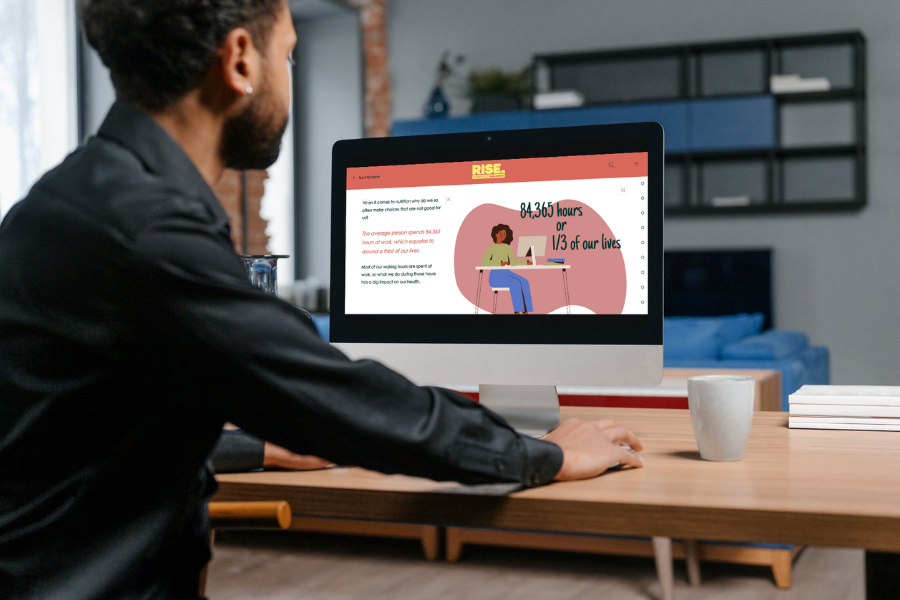 Man using e-learning on computer